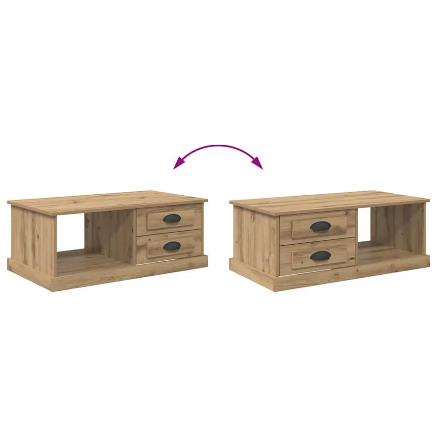 Table basse Chêne artisanal 90 x 50 x 35 cm Bois d'ingénierie - 11