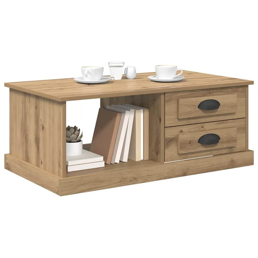 Table basse Chêne artisanal 90 x 50 x 35 cm Bois d'ingénierie - 3