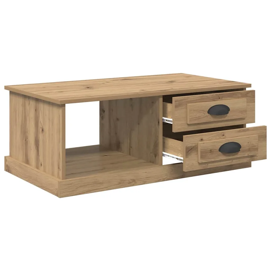 Table basse Chêne artisanal 90 x 50 x 35 cm Bois d'ingénierie - 5