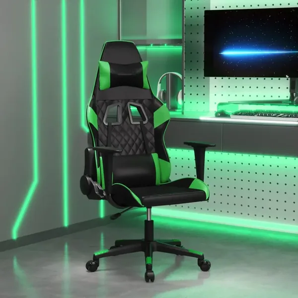 Chaise de jeu de massage Noir et vert Similicuir