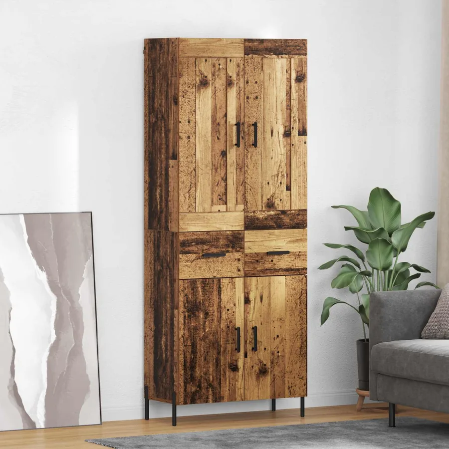 Haut Armoire 2 pcs Bois Ancien Bois d'ingénierie