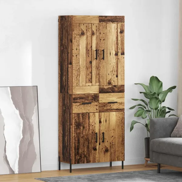 Haut Armoire 2 pcs Bois Ancien Bois d'ingénierie