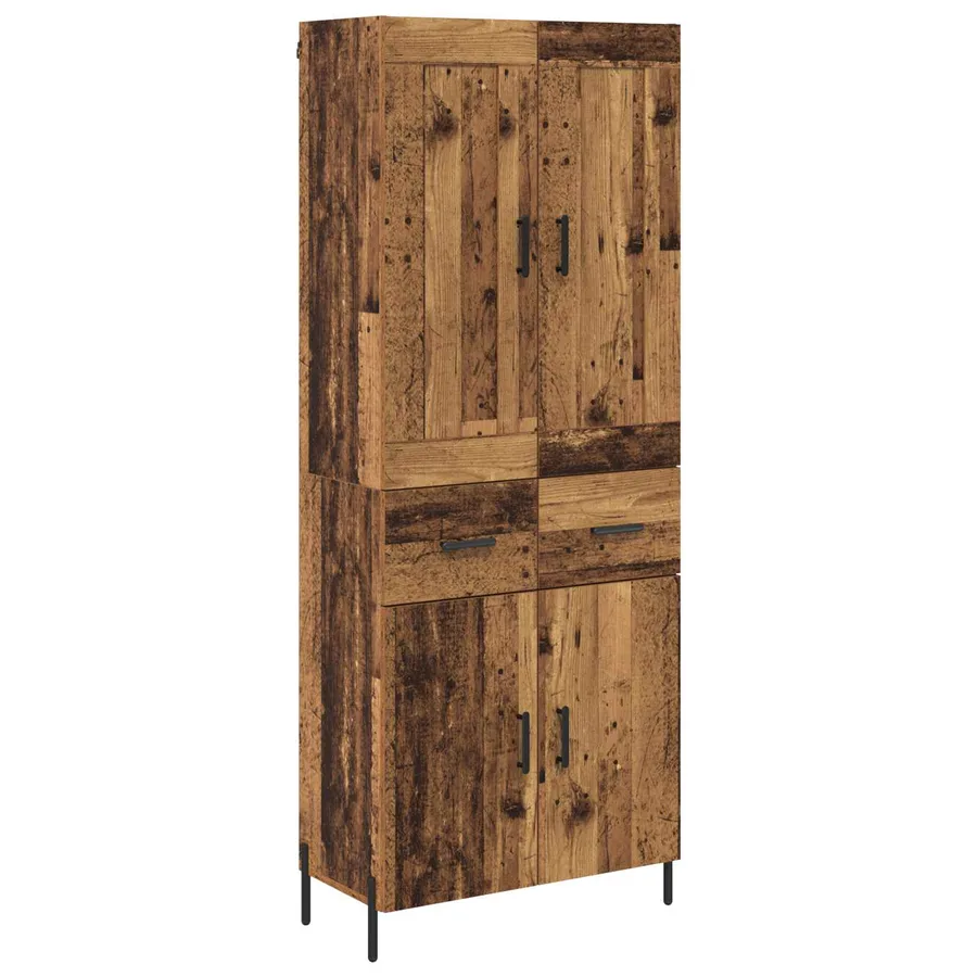 Haut Armoire 2 pcs Bois Ancien Bois d'ingénierie - 2