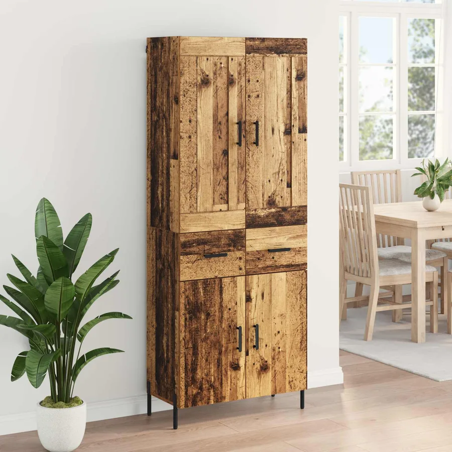Haut Armoire 2 pcs Bois Ancien Bois d'ingénierie - 4