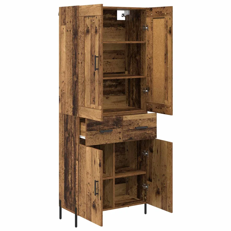 Haut Armoire 2 pcs Bois Ancien Bois d'ingénierie - 5
