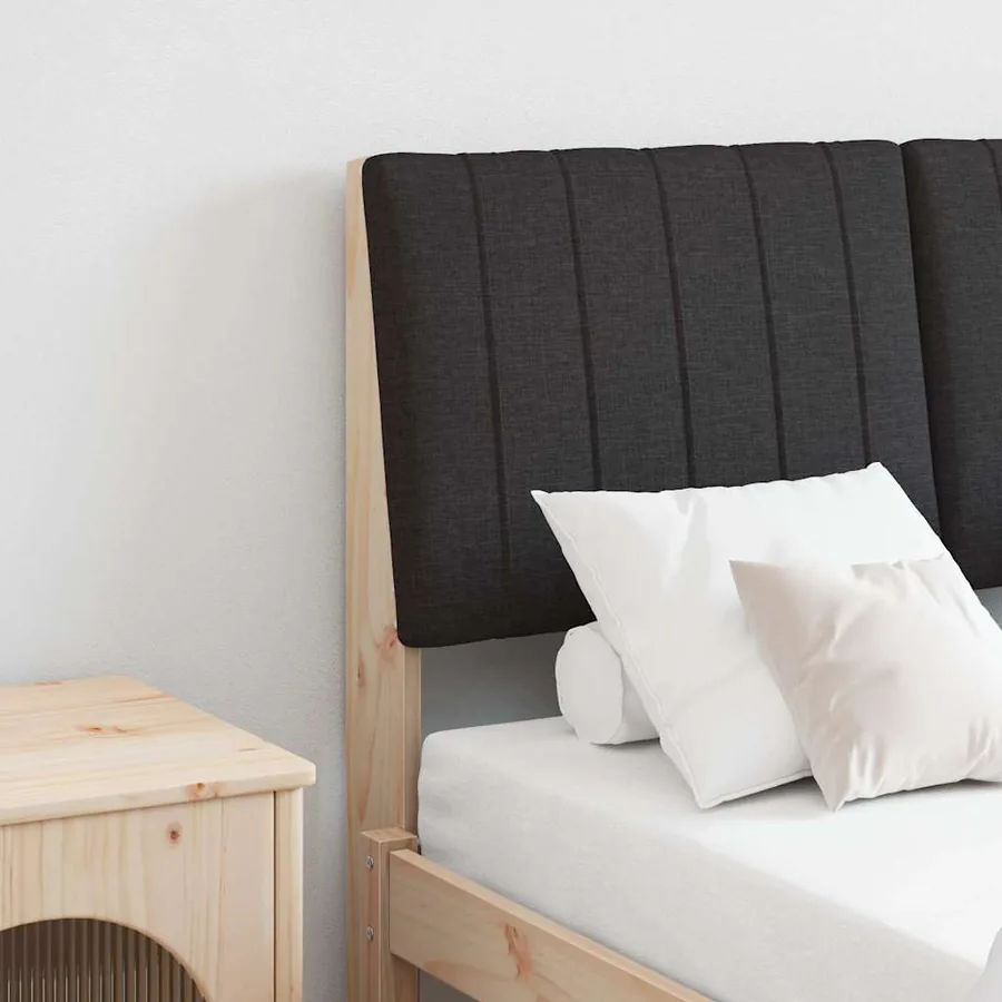 Tête de lit capitonnée Noir 120 cm Pin massif