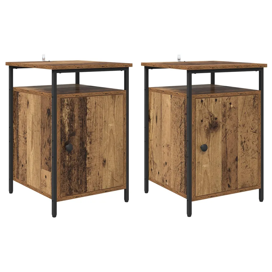 Cabinet de chevet 2 pcs Bois ancien 40 x 42 x 60cm - 2