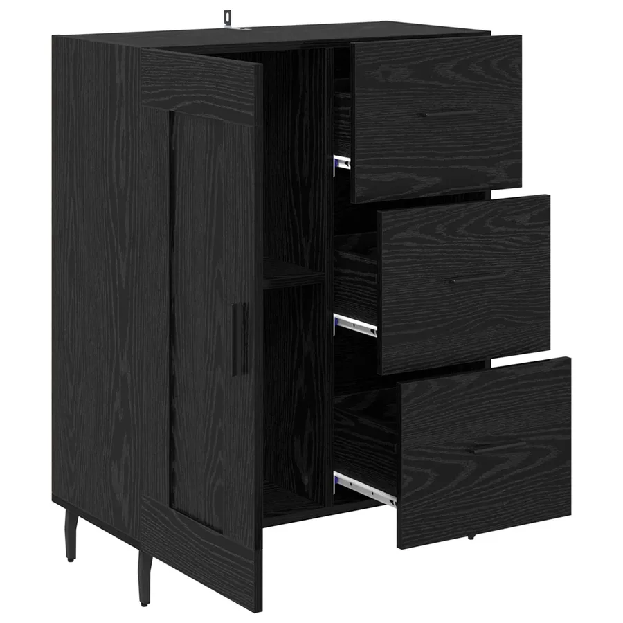 Buffet Chêne noir 69,5 x 34 x 90 cm Bois d'ingénierie et fer - 5