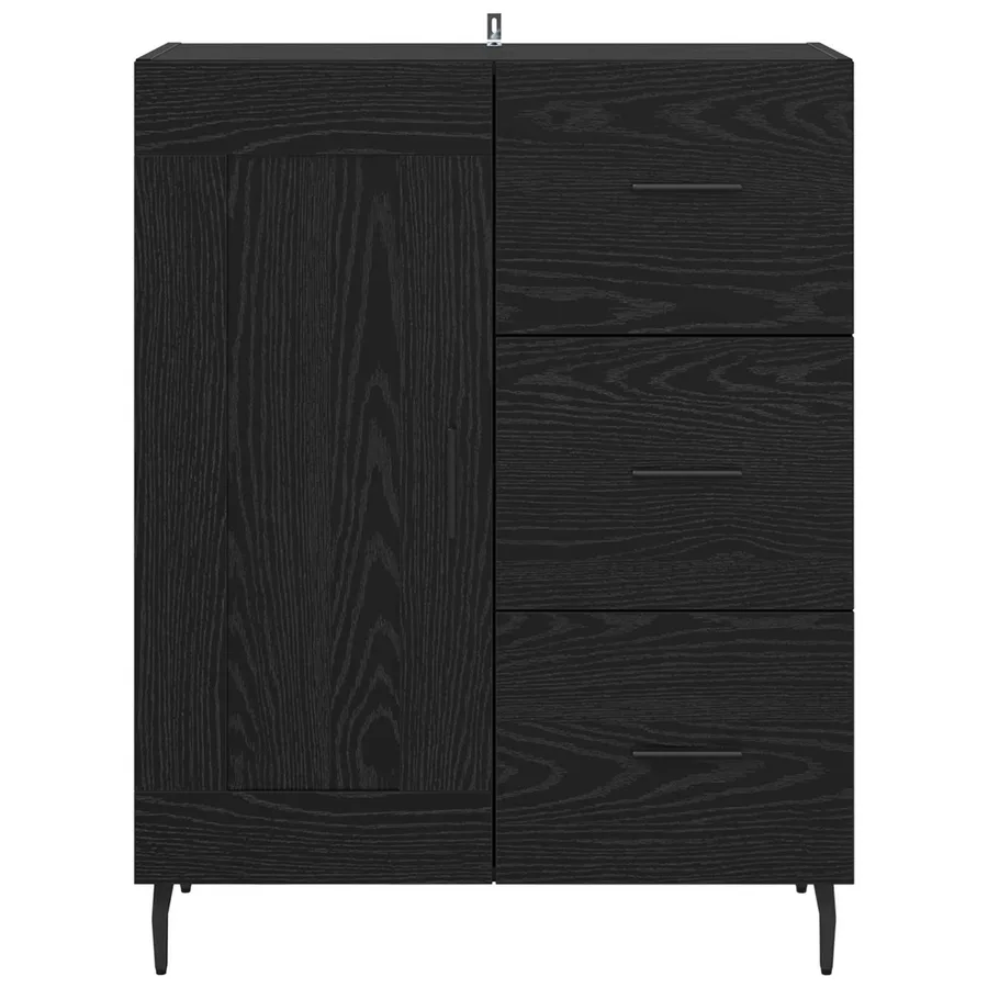 Buffet Chêne noir 69,5 x 34 x 90 cm Bois d'ingénierie et fer - 6