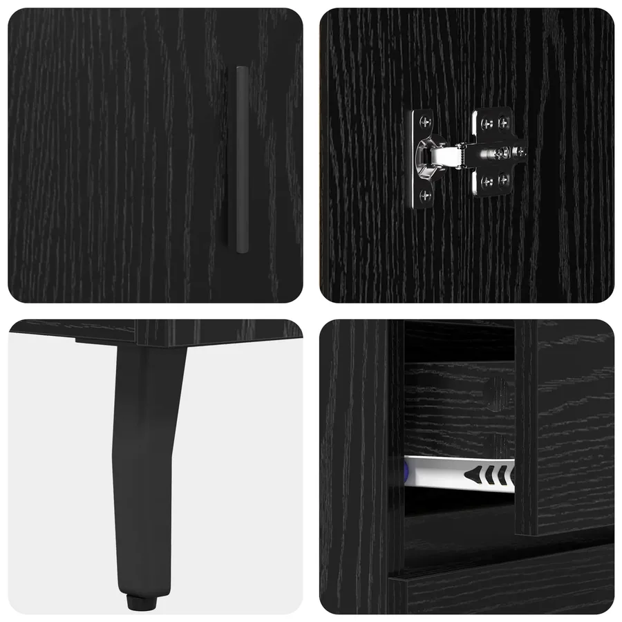 Buffet Chêne noir 69,5 x 34 x 90 cm Bois d'ingénierie et fer - 9