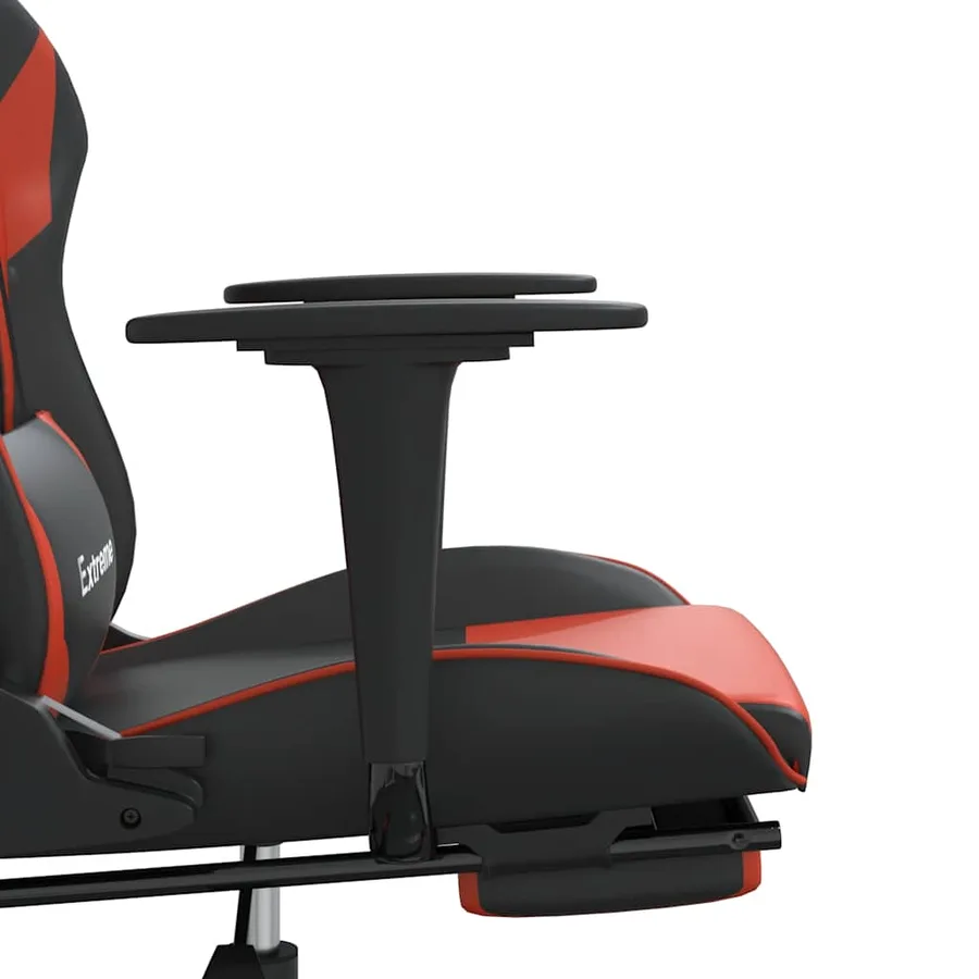 Chaise de jeu de massage et repose-pied Noir rouge Similicuir - 11