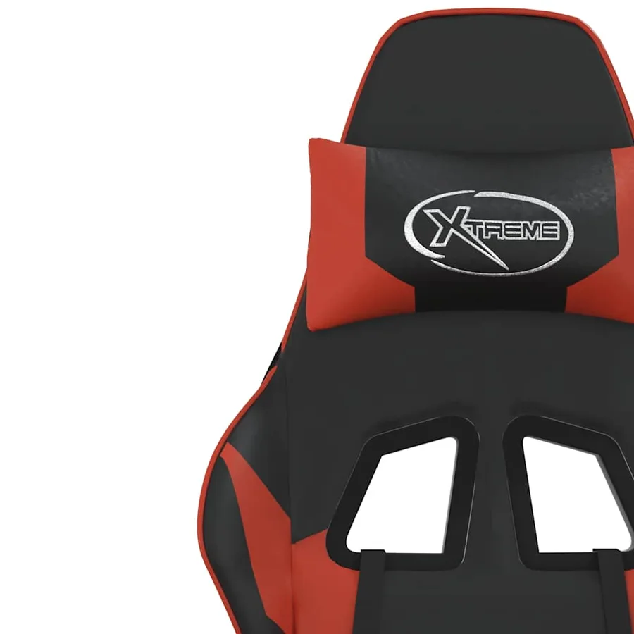 Chaise de jeu de massage et repose-pied Noir rouge Similicuir - 12