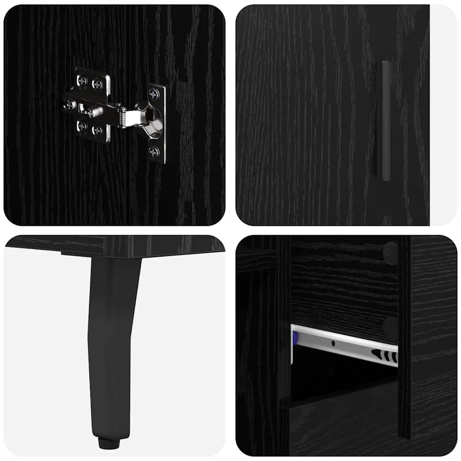 Haut Armoire 2 pcs Chêne noir Bois Aggloméré et Verre - 11
