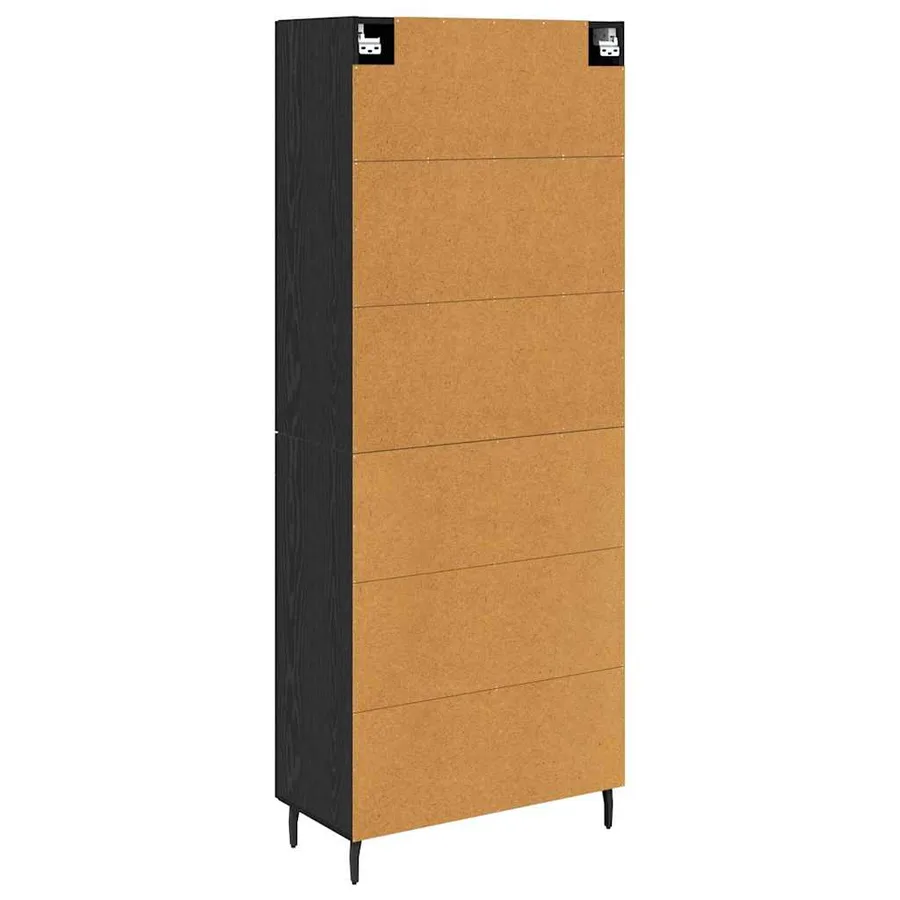 Haut Armoire 2 pcs Chêne noir Bois Aggloméré et Verre - 8