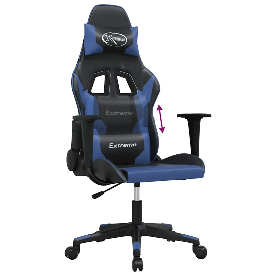 Chaise de jeu de massage Noir et bleu Similicuir - 7