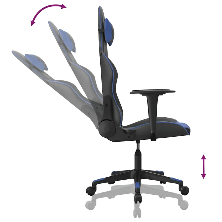 Chaise de jeu de massage Noir et bleu Similicuir - 8