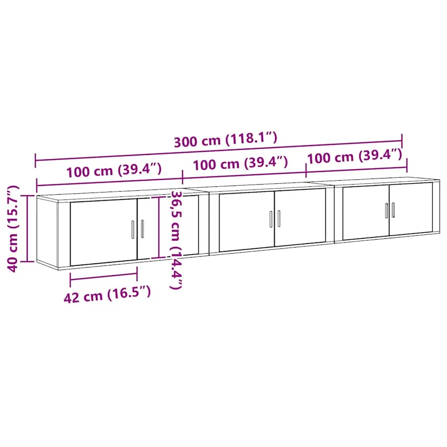 Ensemble de meuble TV mural 3 pcs Chêne artisanal - 11