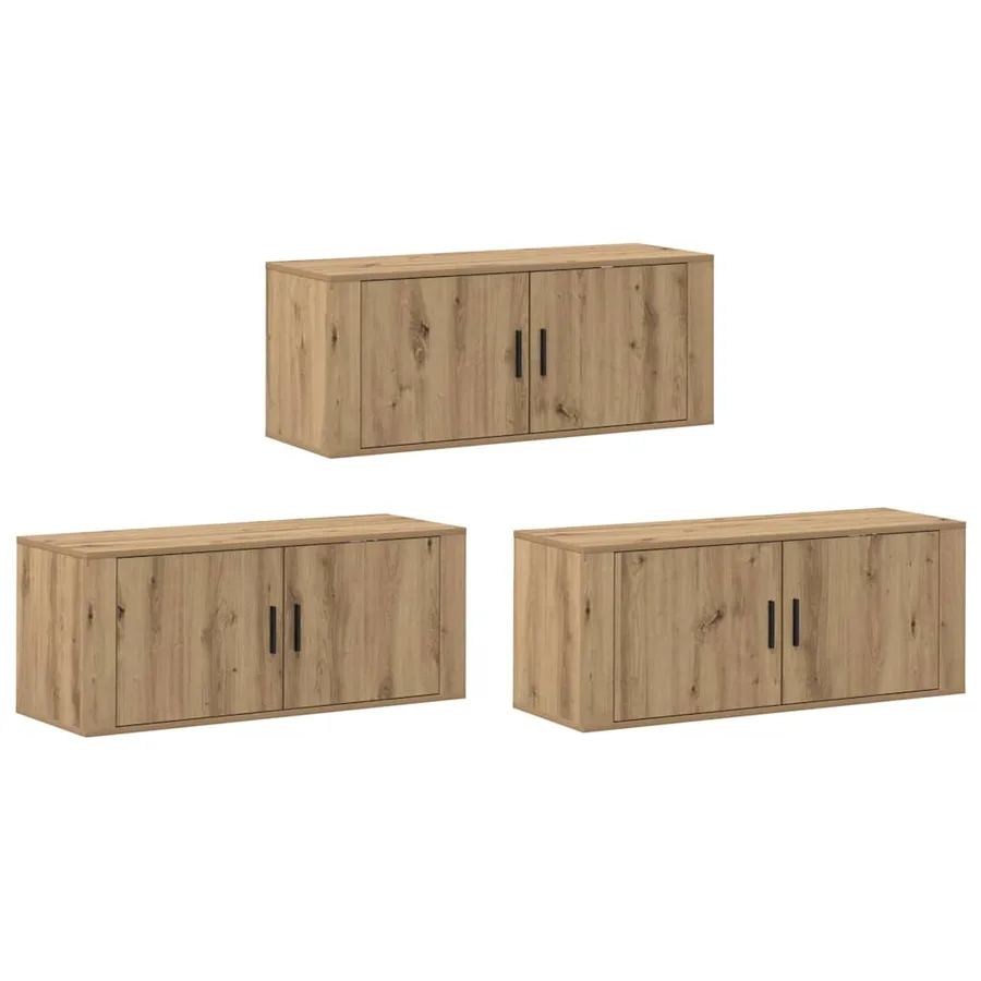 Ensemble de meuble TV mural 3 pcs Chêne artisanal - 2