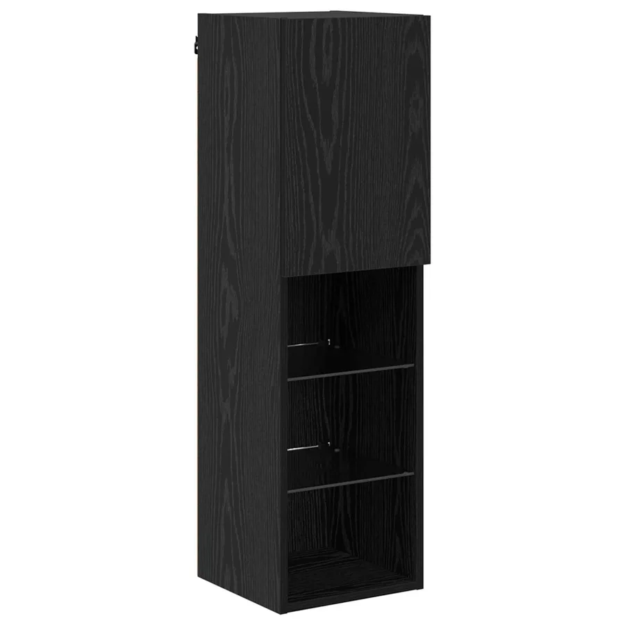 Ensemble de meuble TV mural avec éclairage LED 7 pcs Chêne noir - 6
