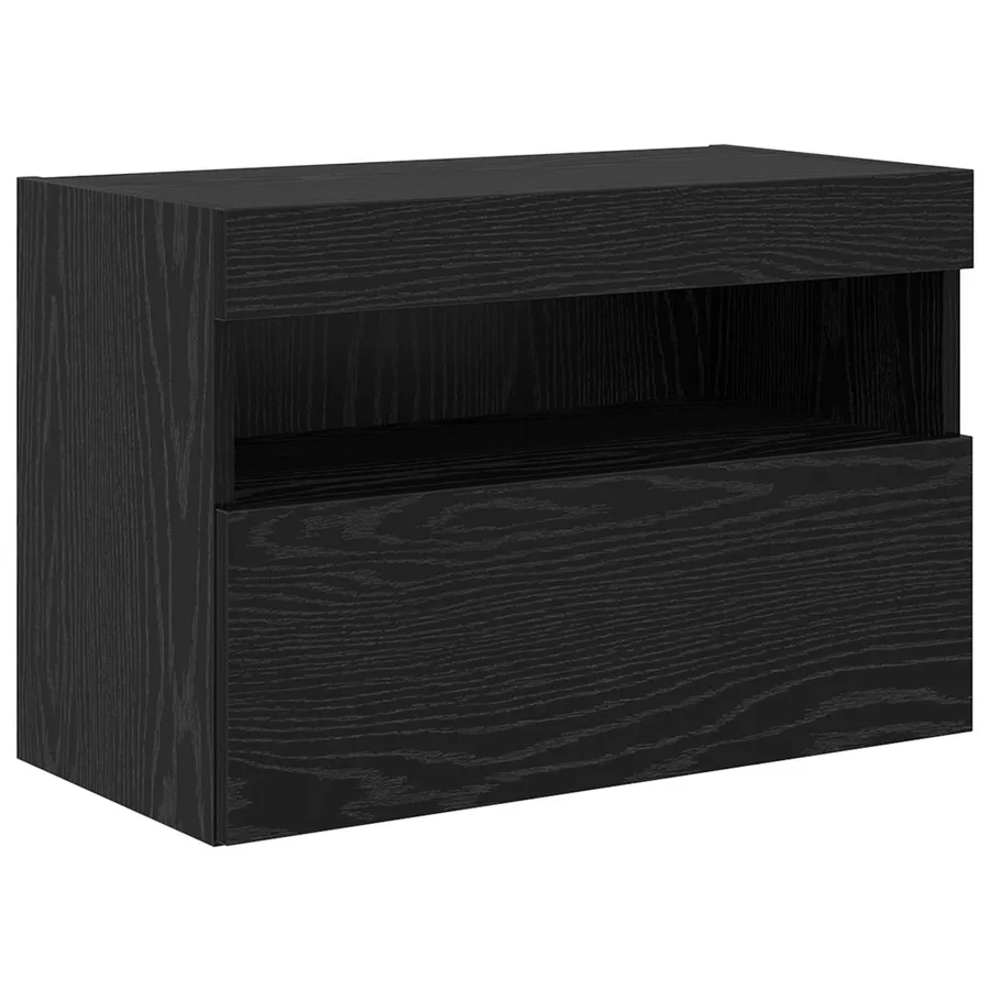 Ensemble de meuble TV mural avec éclairage LED 7 pcs Chêne noir - 7