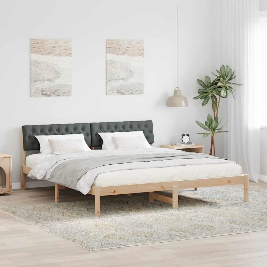 Cadre de lit avec tête de lit marron et gris foncé 180 x 200 cm