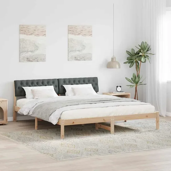 Cadre de lit avec tête de lit marron et gris foncé 180 x 200 cm