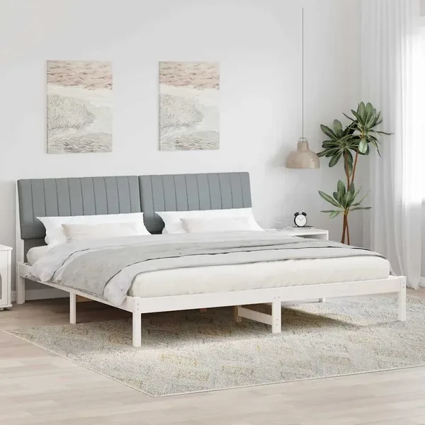 Cadre de lit avec tête de lit Blanc 200 x 200 cm Pin massif