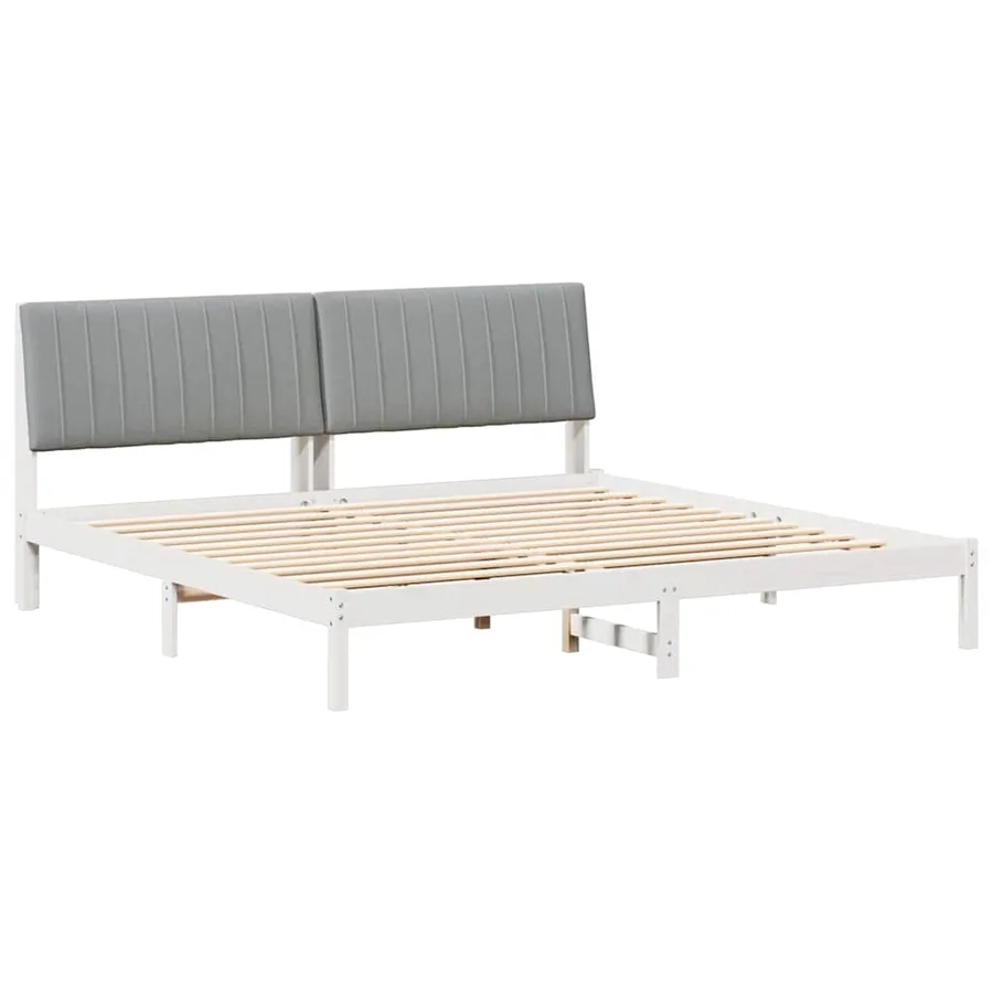Cadre de lit avec tête de lit Blanc 200 x 200 cm Pin massif - 2
