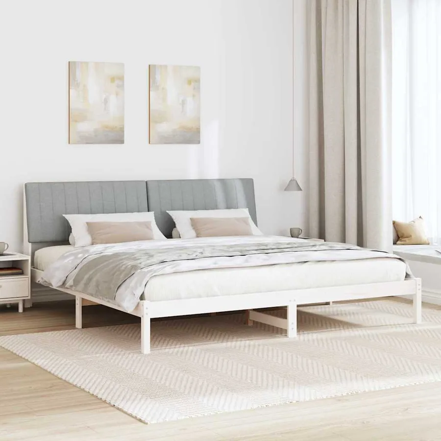 Cadre de lit avec tête de lit Blanc 200 x 200 cm Pin massif - 4
