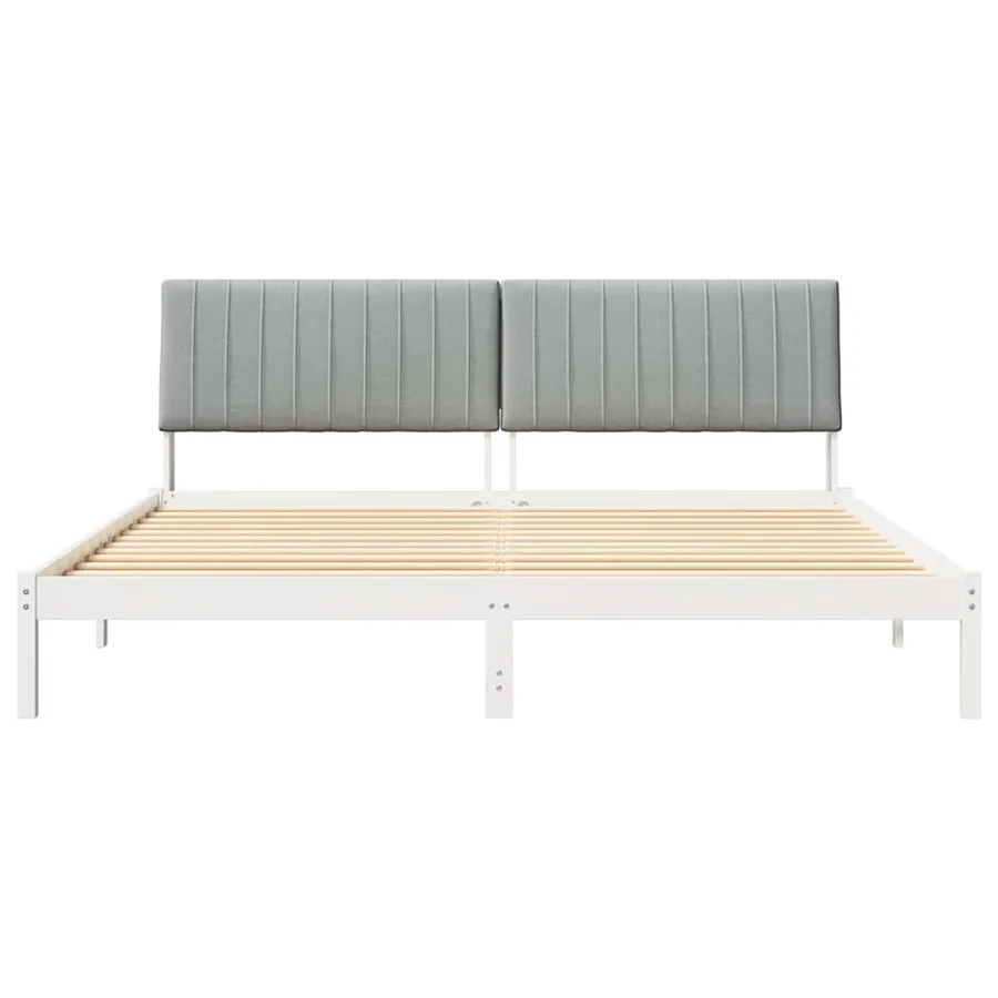 Cadre de lit avec tête de lit Blanc 200 x 200 cm Pin massif - 5