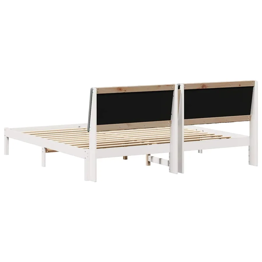Cadre de lit avec tête de lit Blanc 200 x 200 cm Pin massif - 7
