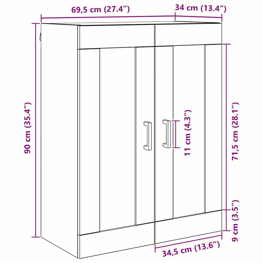 Meuble mural Chêne artisanal 69,5 x 34 x 90 cm - 12