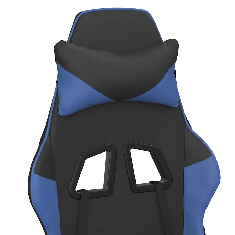 Chaise de jeu de massage et repose-pied Noir et bleu Similicuir - 10