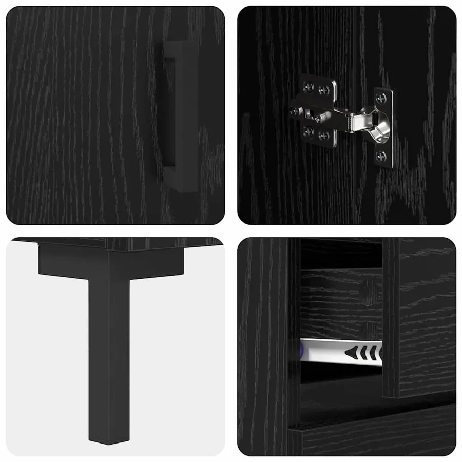 Haut Armoire avec tiroir 2 pcs Chêne noir Bois d'ingénierie - 11