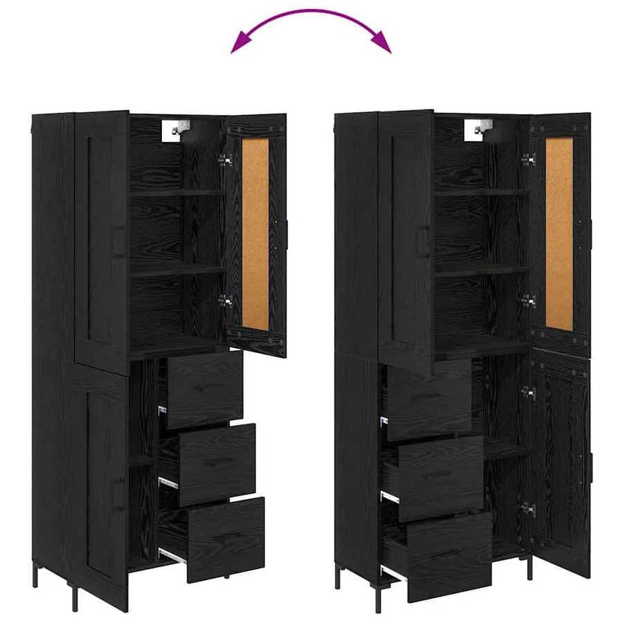 Haut Armoire avec tiroir 2 pcs Chêne noir Bois d'ingénierie - 13