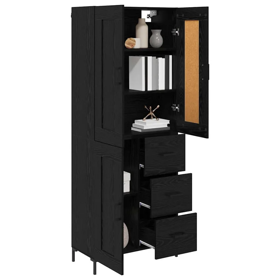 Haut Armoire avec tiroir 2 pcs Chêne noir Bois d'ingénierie - 3