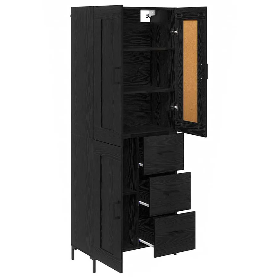 Haut Armoire avec tiroir 2 pcs Chêne noir Bois d'ingénierie - 5