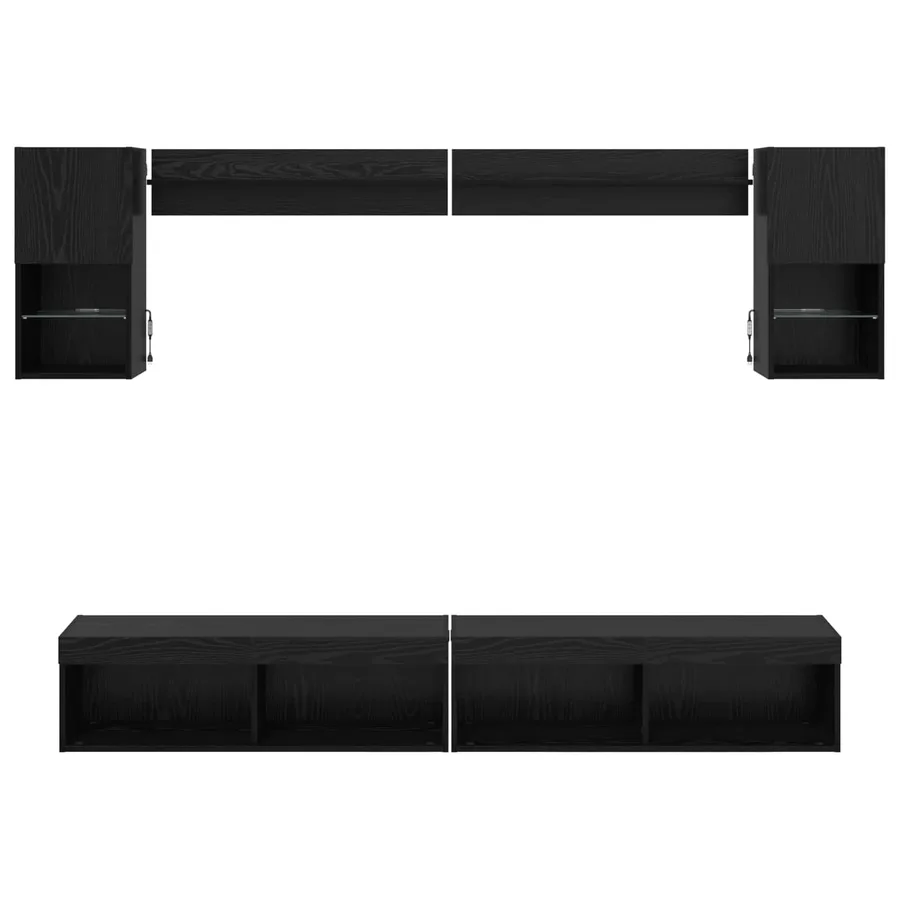 Unités murales TV avec LED 6 pcs Chêne noir Bois d'ingénierie - 10