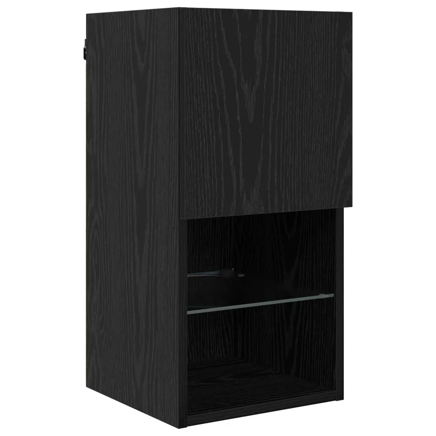 Unités murales TV avec LED 6 pcs Chêne noir Bois d'ingénierie - 6