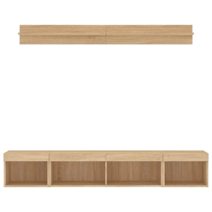 Unités murales TV avec LED 5 pcs chêne sonoma bois d'ingénierie - 6