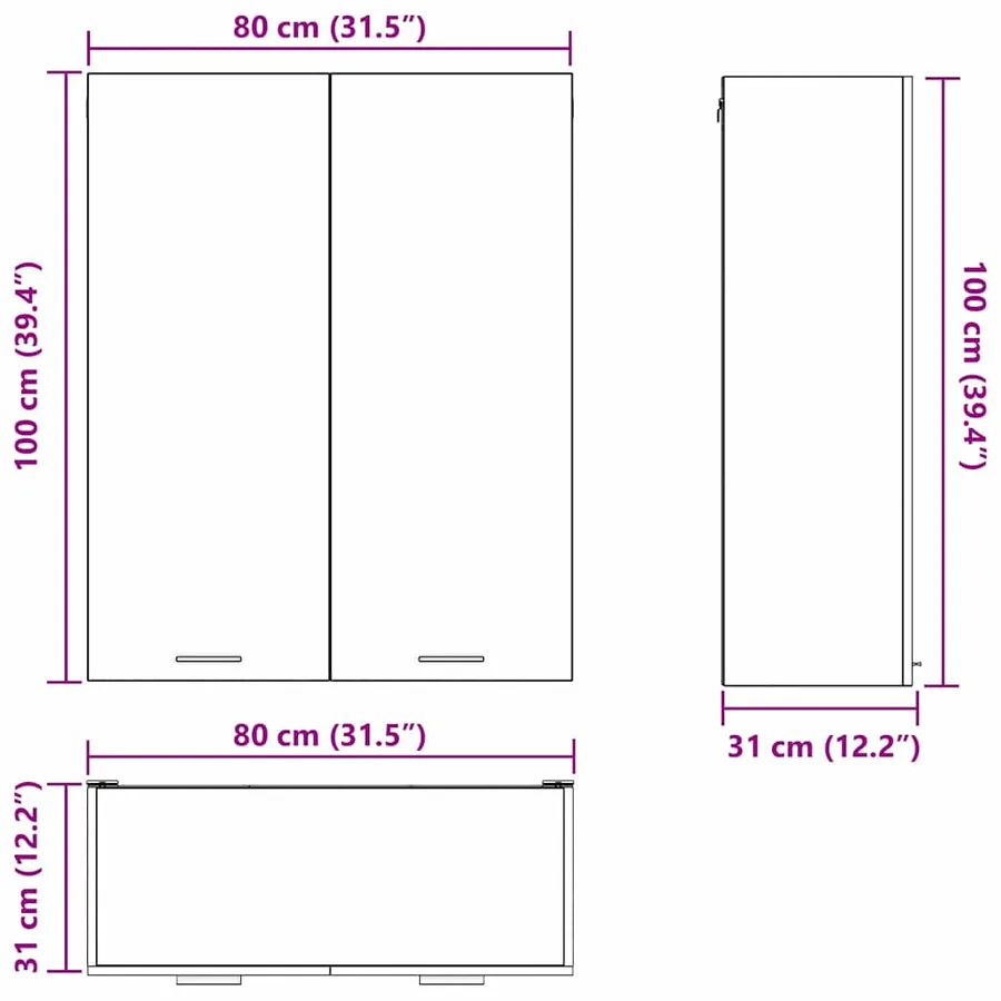 Armoire suspendue avec stockage Bois ancien 80 x 31 x 100 cm - 12