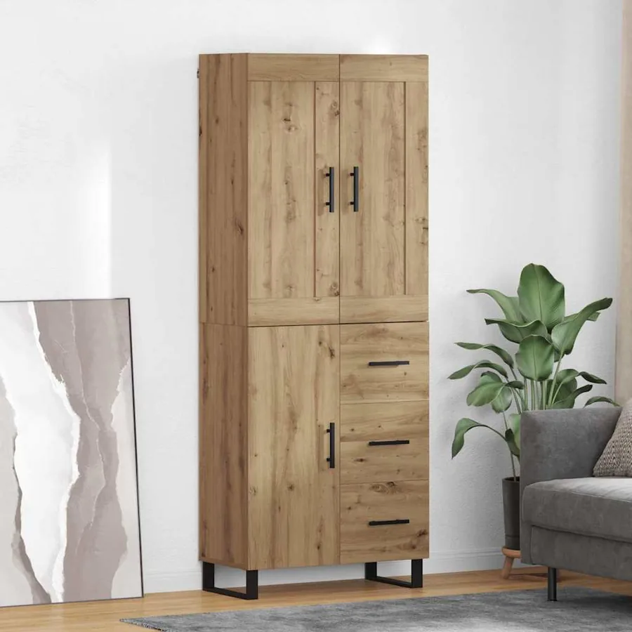 Haut Armoire 2 pcs Chêne artisanal 69,5 x 34 x 180 cm