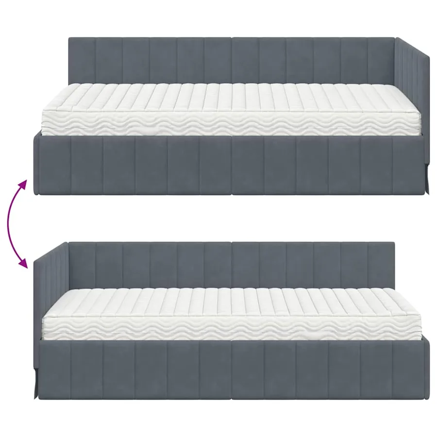 Cadre de lit d'angle avec matelas 2 pcs Gris Velours - 12