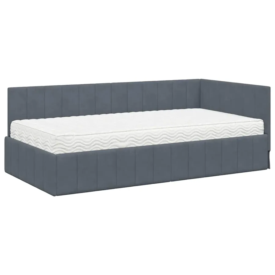Cadre de lit d'angle avec matelas 2 pcs Gris Velours - 4