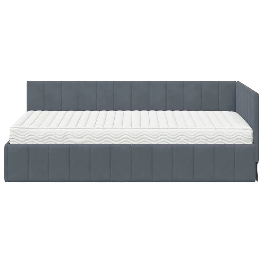 Cadre de lit d'angle avec matelas 2 pcs Gris Velours - 5