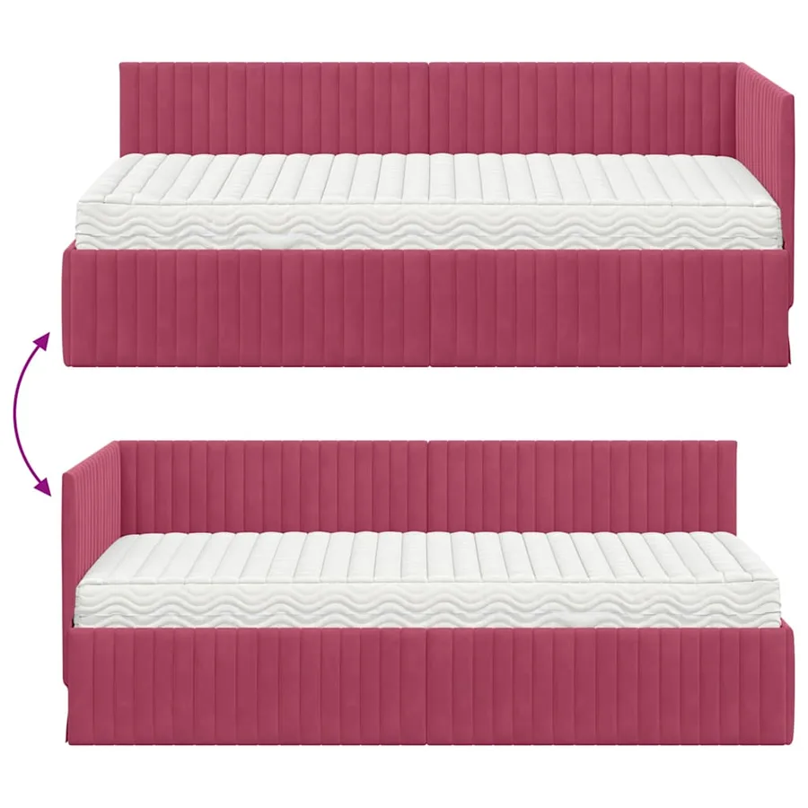 Cadre de lit d'angle avec matelas 2 pcs Vert Velours - 12
