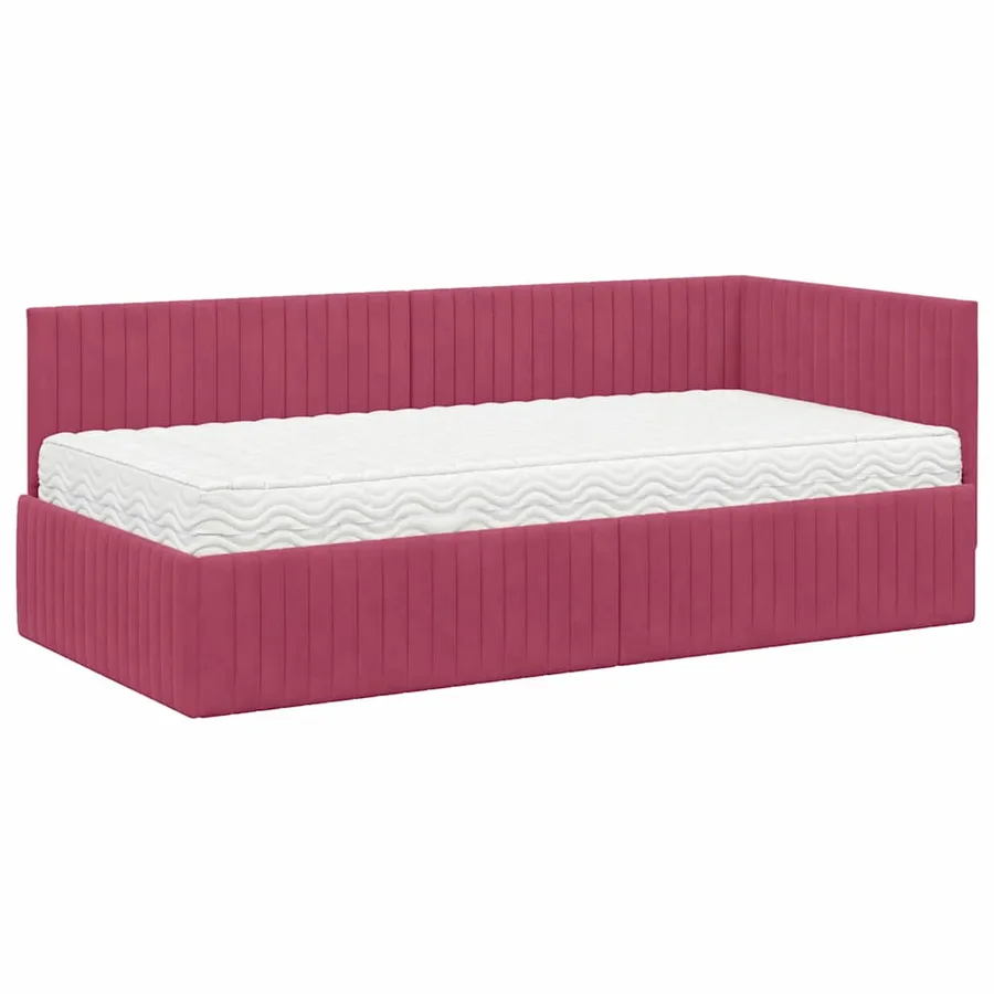 Cadre de lit d'angle avec matelas 2 pcs Vert Velours - 4