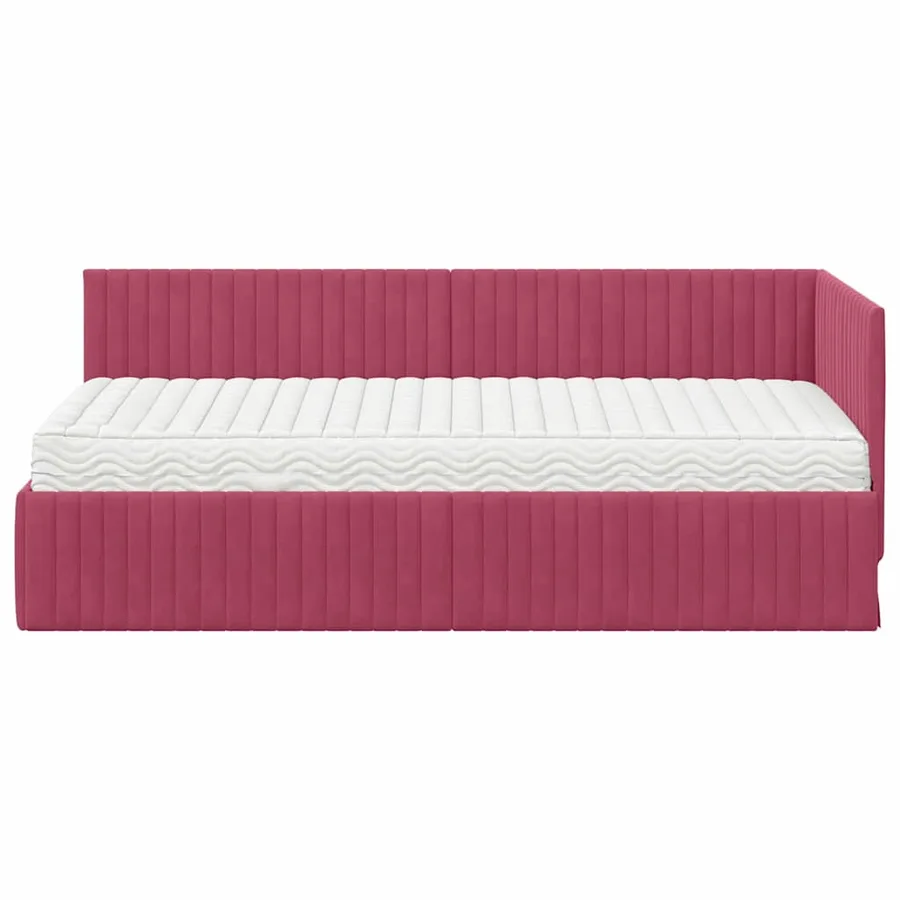 Cadre de lit d'angle avec matelas 2 pcs Vert Velours - 5