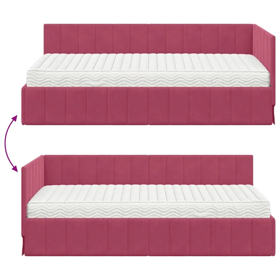 Cadre de lit d'angle avec matelas 2 pcs Vert Velours - 12