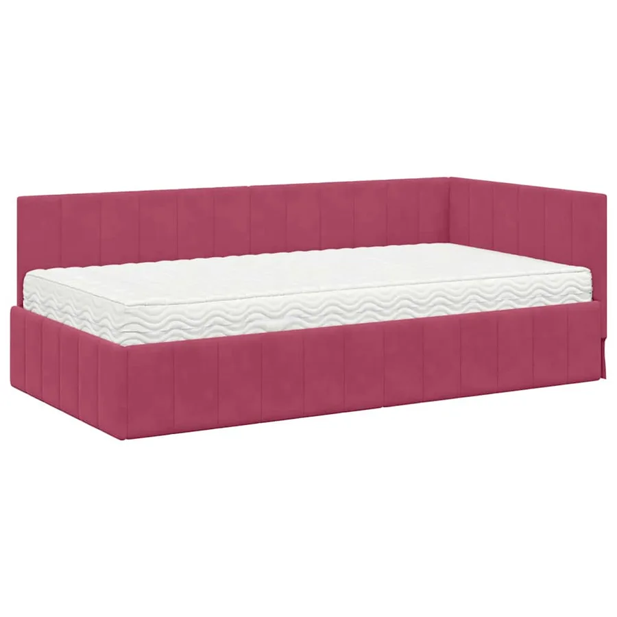 Cadre de lit d'angle avec matelas 2 pcs Vert Velours - 4